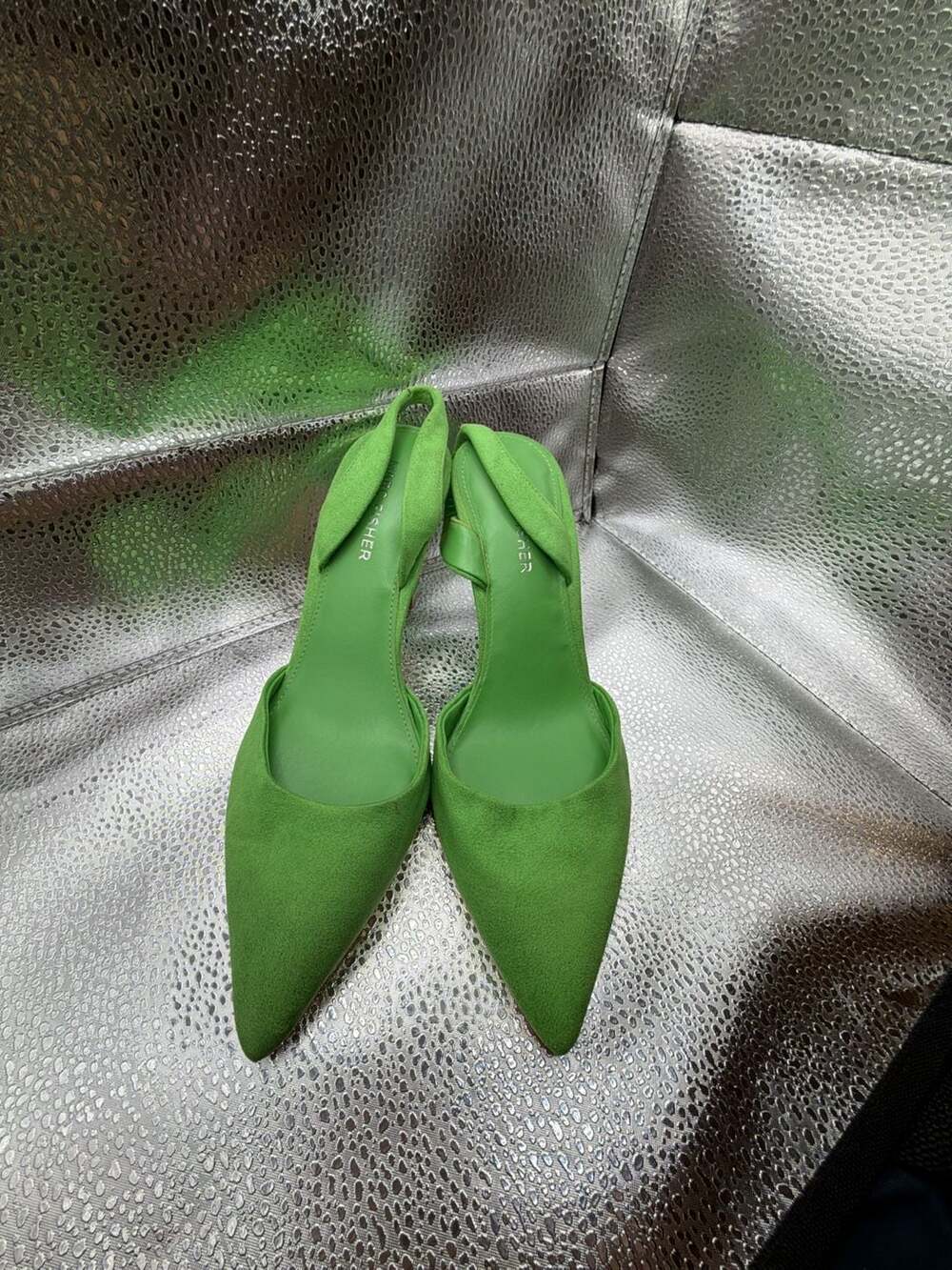 Marc Fisher Green Suede Pointed Toe Slingback Heels Size 6.5M